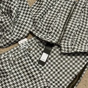 BRAND NEW Fashion Nova Black and White Houndstooth Set